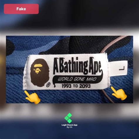 real bape hoodie tag.